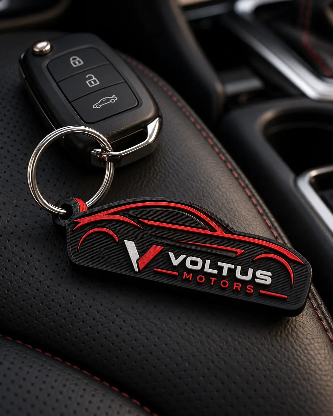 Chaveiro 3D em formato de carro com logo de concessionária