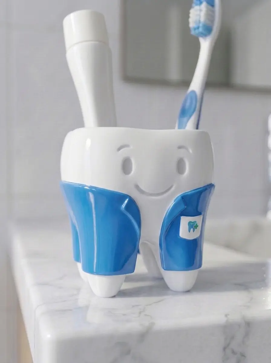 Porta-escova 3D em formato de dente de jaleco